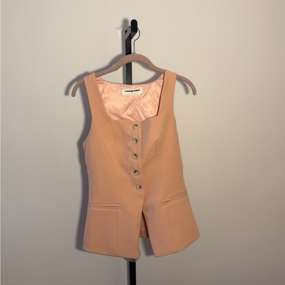 Missguided Blush Pink Buttoned Top and Skirt Set Size S - Picture 3 of 6